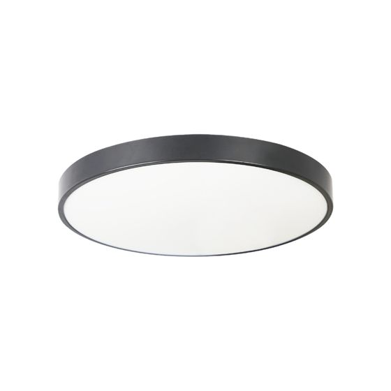 NETTLIFE LED loftlampe, IP44, 4000 K, sort, 28 cm, rund, 17 W, flad, soveværelses-/badeværelseslampe