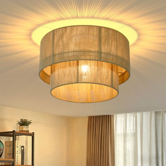 NETTLIFE Jute loftlampe, naturlig farve 40 cm, E27-fatning - Velegnet til stue, soveværelse, køkken eller entré (pære medfølger ikke)