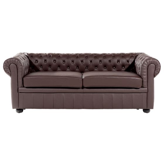 Sofa 3 personers CHESTERFIELD Ægte læder Brun