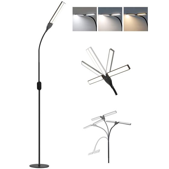 NETTLIFE Dæmpbar LED-gulvlampe, sort, 158 cm - moderne touch-lampe til stuen, 9 W, med timer og hukommelsesfunktion