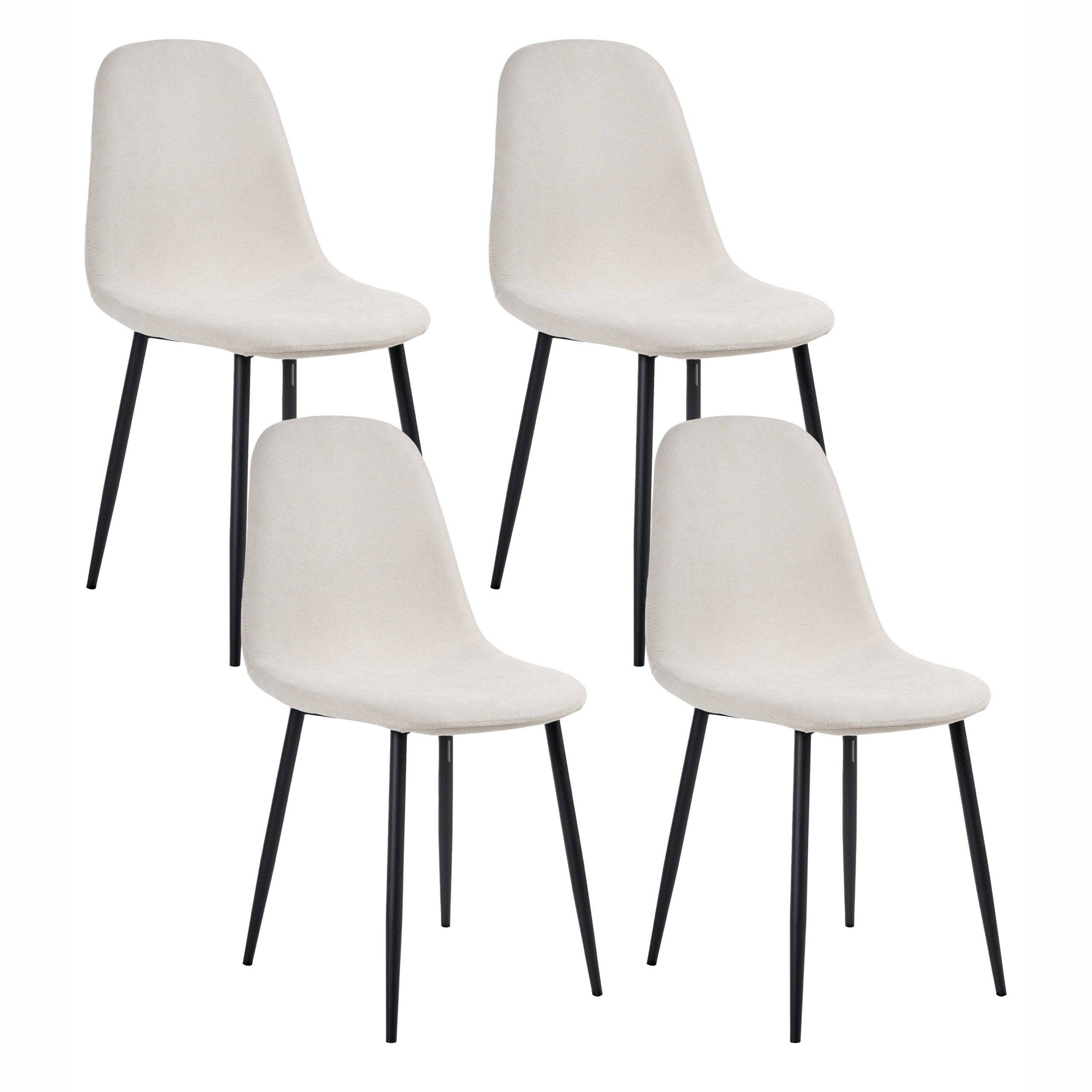 Sæt med 4 spisebordsstole CRANDALL Lys Beige