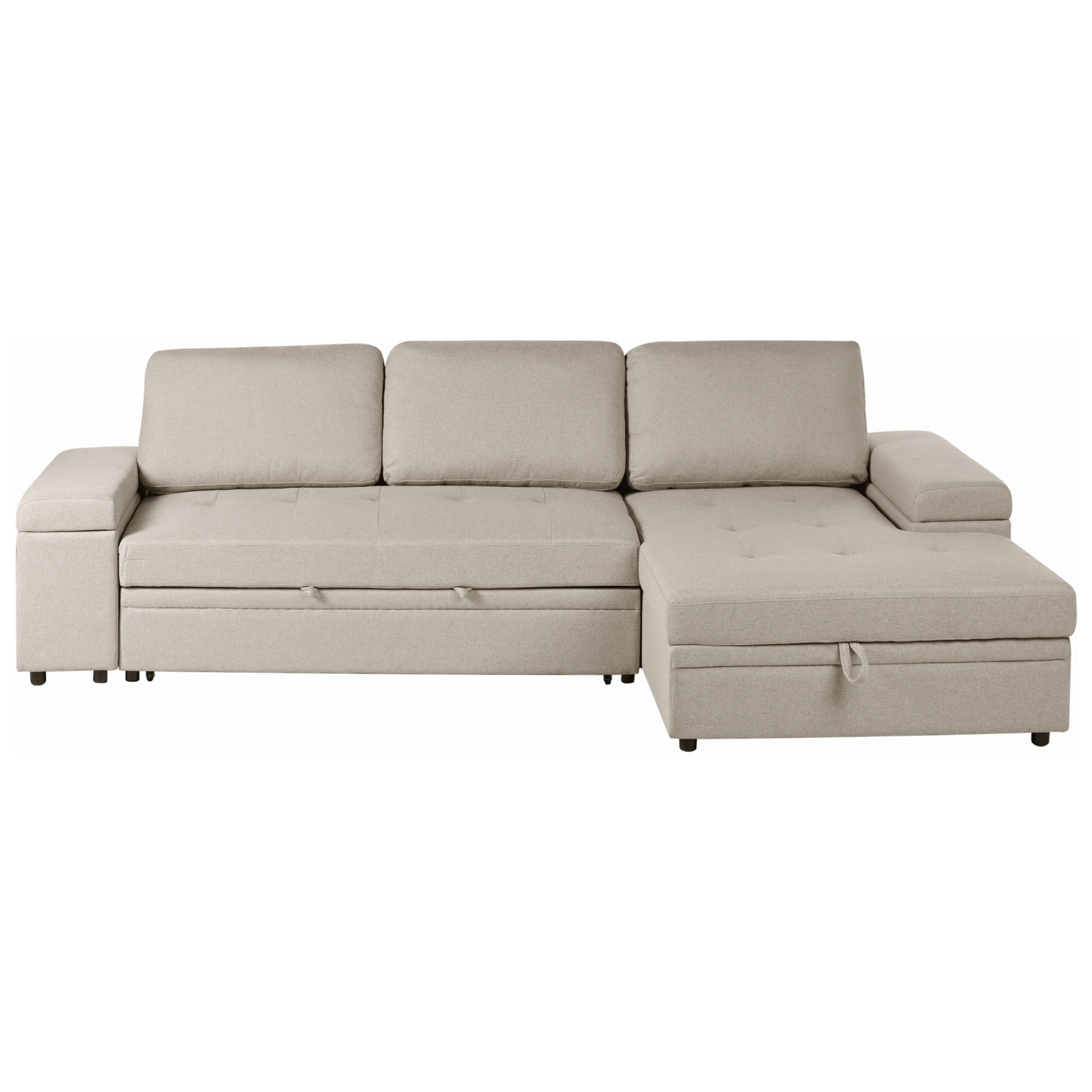 Hjørnesovesofa 3 personers HRISEY Kunstlinned Beige Venstrevendt