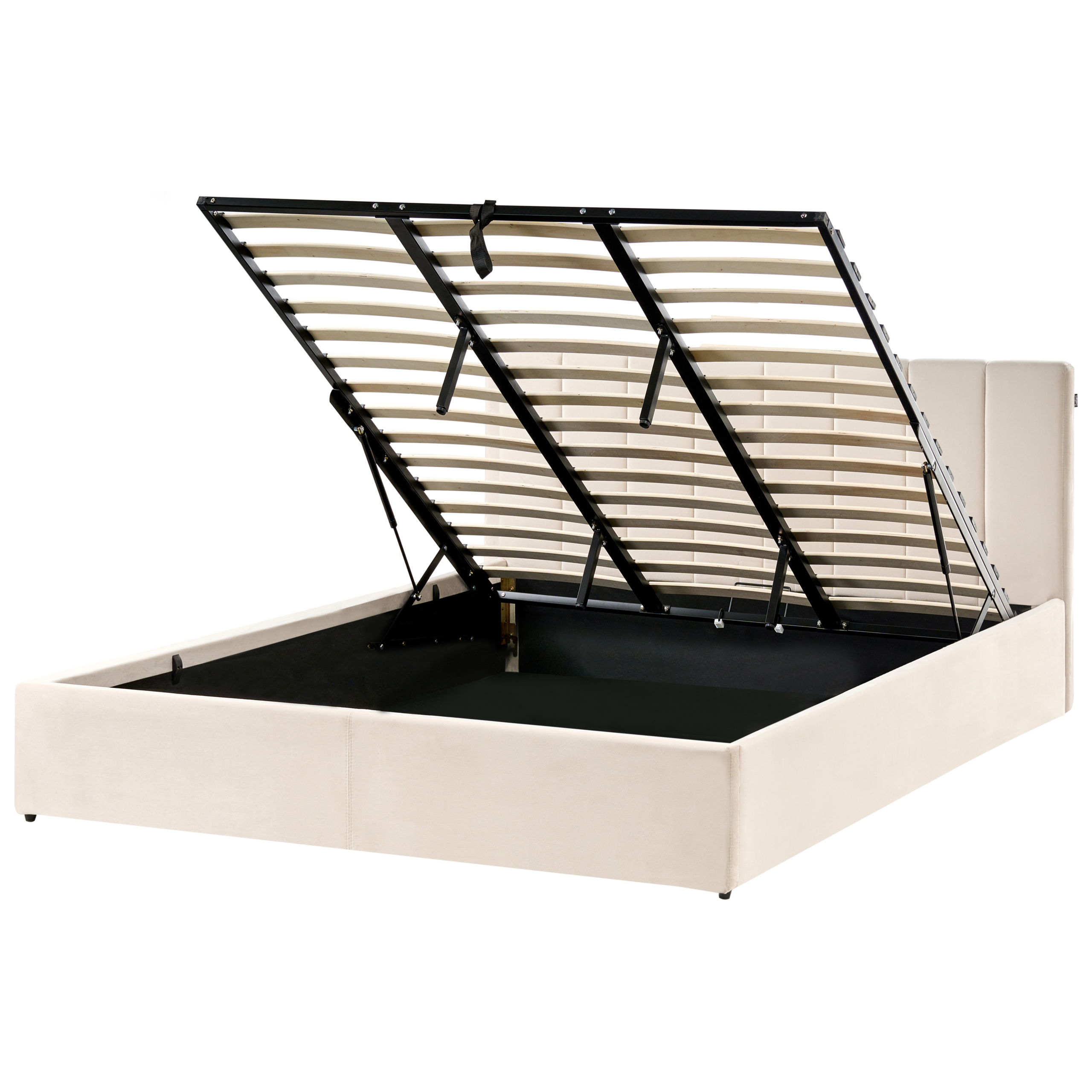 Seng med opbevaring DREUX Velour Lys Beige 180 x 200 cm
