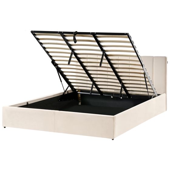 Seng med opbevaring DREUX Velour Lys Beige 180 x 200 cm