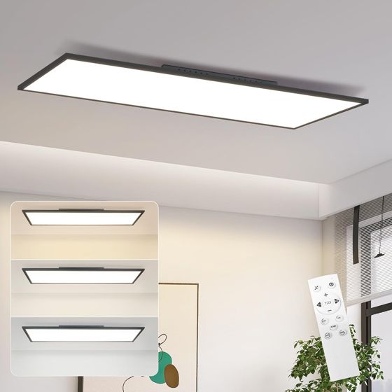 NETTLIFE dæmpbar, LED loftlampe, 100x25, cm, med fjernbetjening, sort, 24W