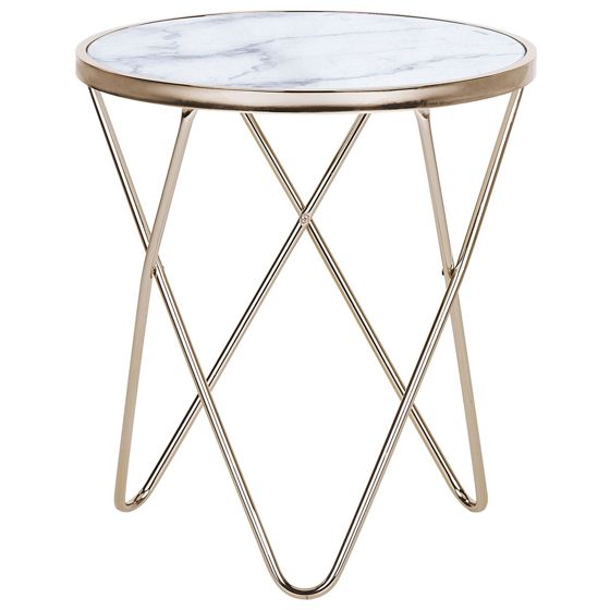 Bord MERIDIAN Hærdet glas Marmor/guld