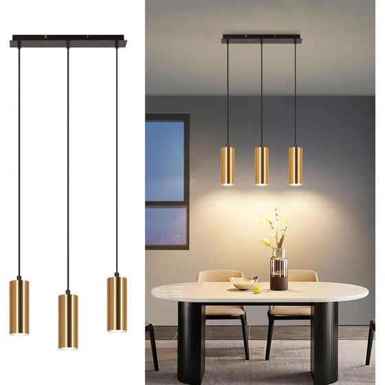 NETTLIFE pendellampe med 3 lyskilder, guldsort, vintage-stil GU10, industriel stil