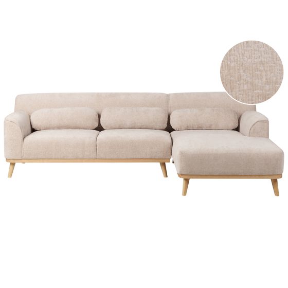 Hjørnesofa 3 personers SIMOS Chenille Beige Venstrevendt