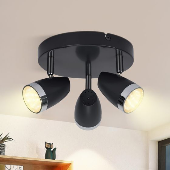 NETTLIFE Moderne LED-loftspotlight med 3 lyskilder, 4 W, sort, 3000K, 350° justerbar
