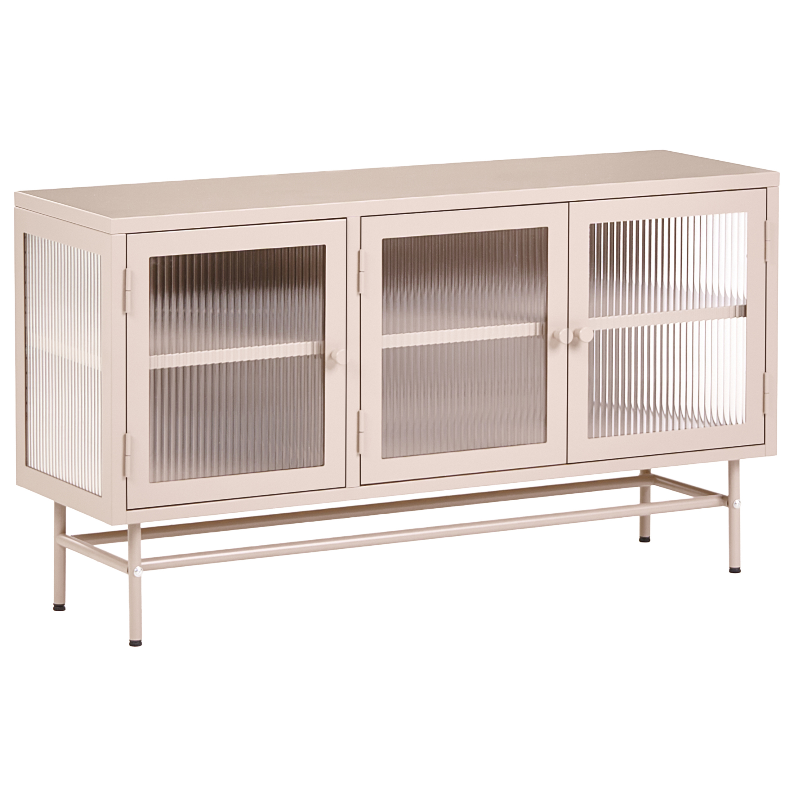 Glas vitrine skænk DEVON 115 cm Metal Beige