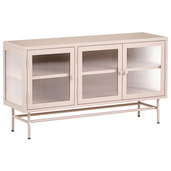 Glas vitrine skænk DEVON 115 cm Metal Beige
