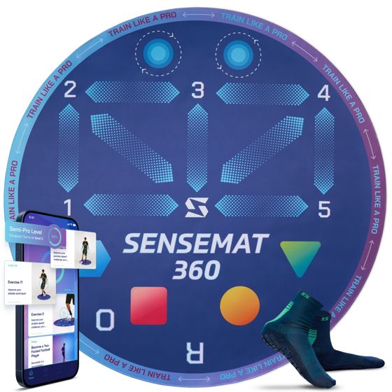 SenseBall® fodboldtræningsmåtte SenseMat 360 – 360°-overflade, skridsikker TPU og PE-skum, inkl. grebsokker og 50+ øvelser