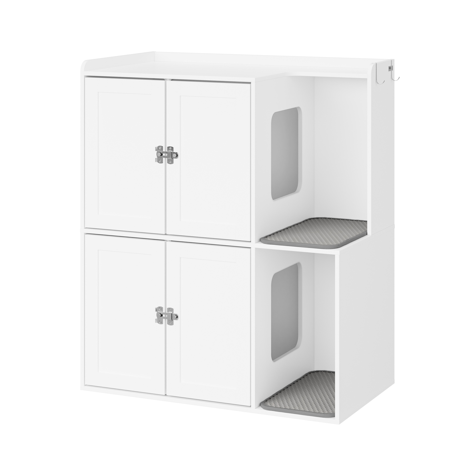 Kattedo-skab med to rum og opbevaring, hvid, 80x45x95.5 cm, HAT09-E-W