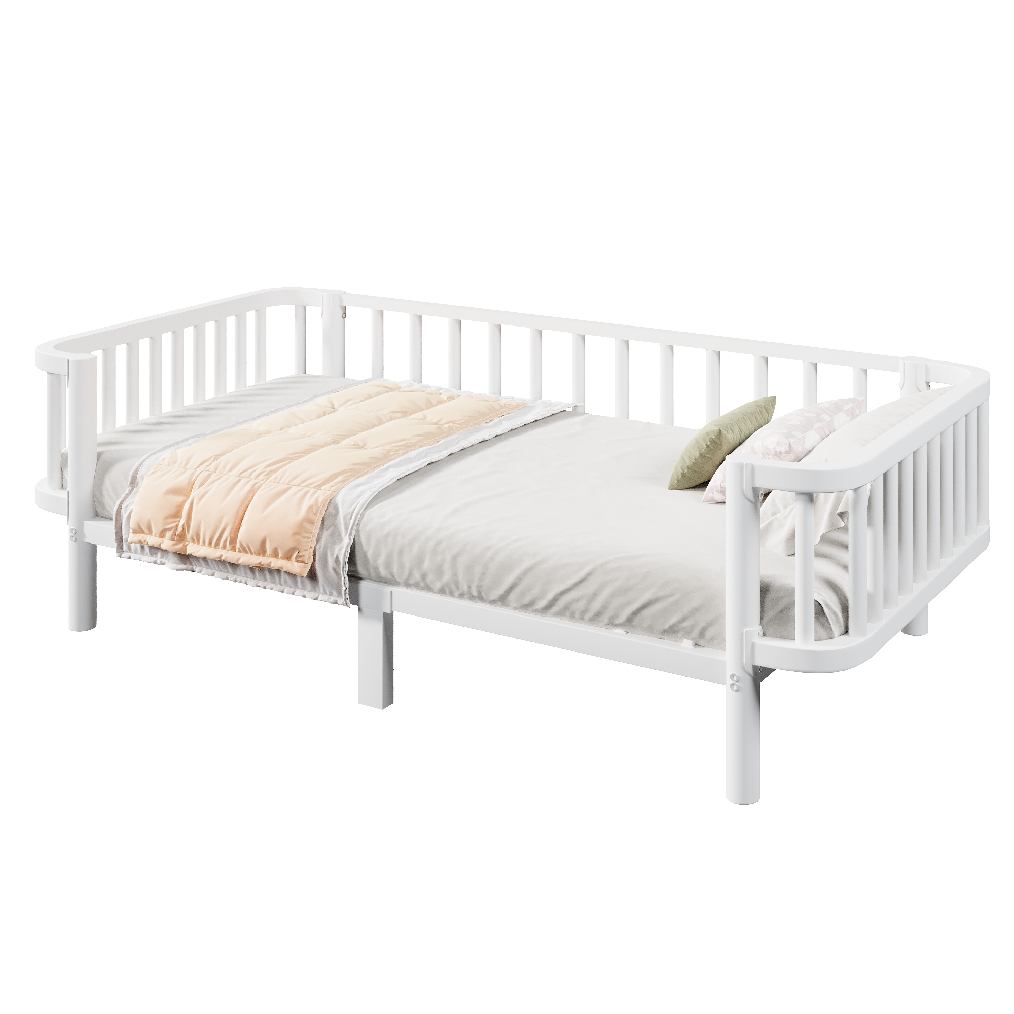 Daybed 90x200 cm med robust ribbund i stål, sort