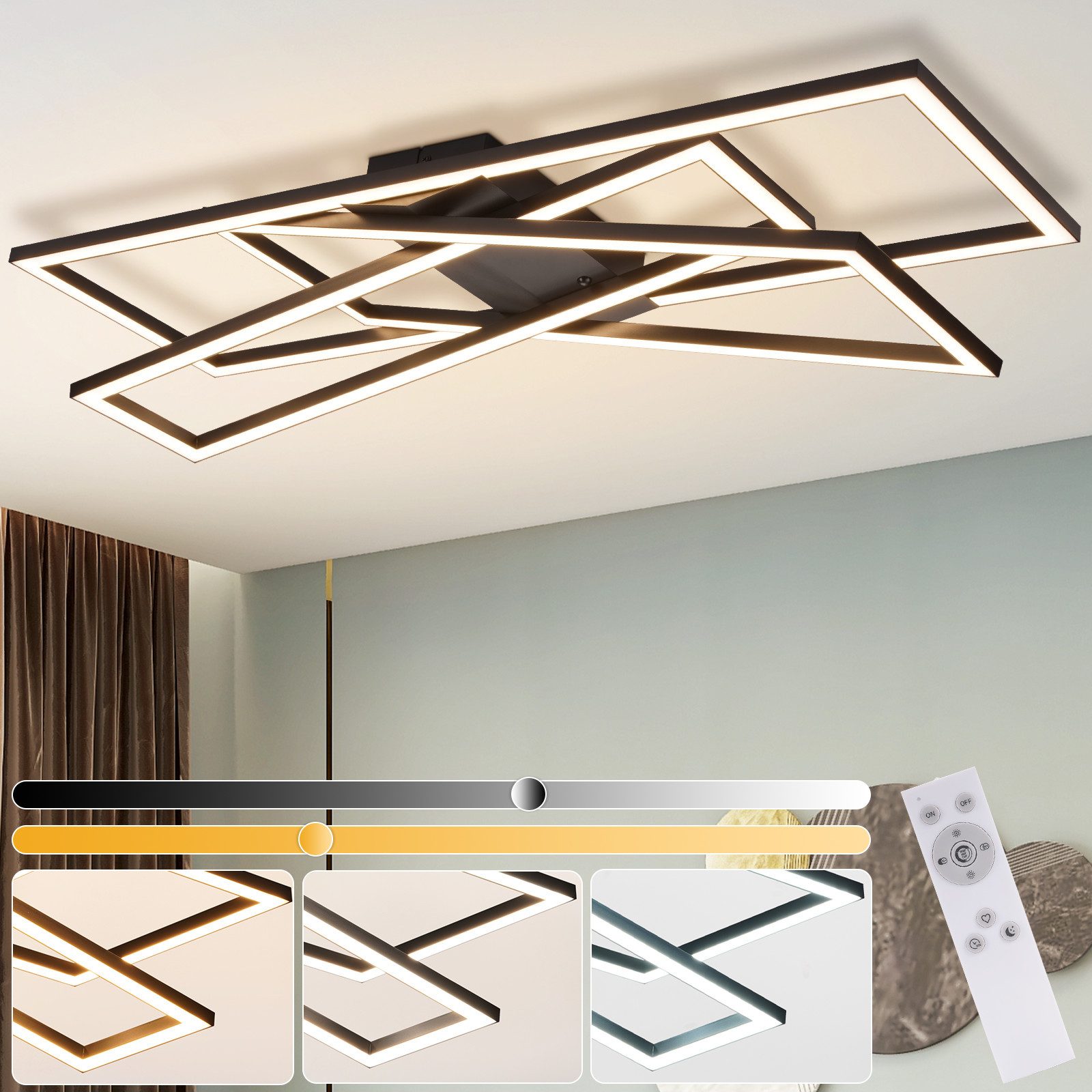 NETTLIFE LED - loftlampe, sort, 45W, dæmpbar, til stue, kontor, børneværelse