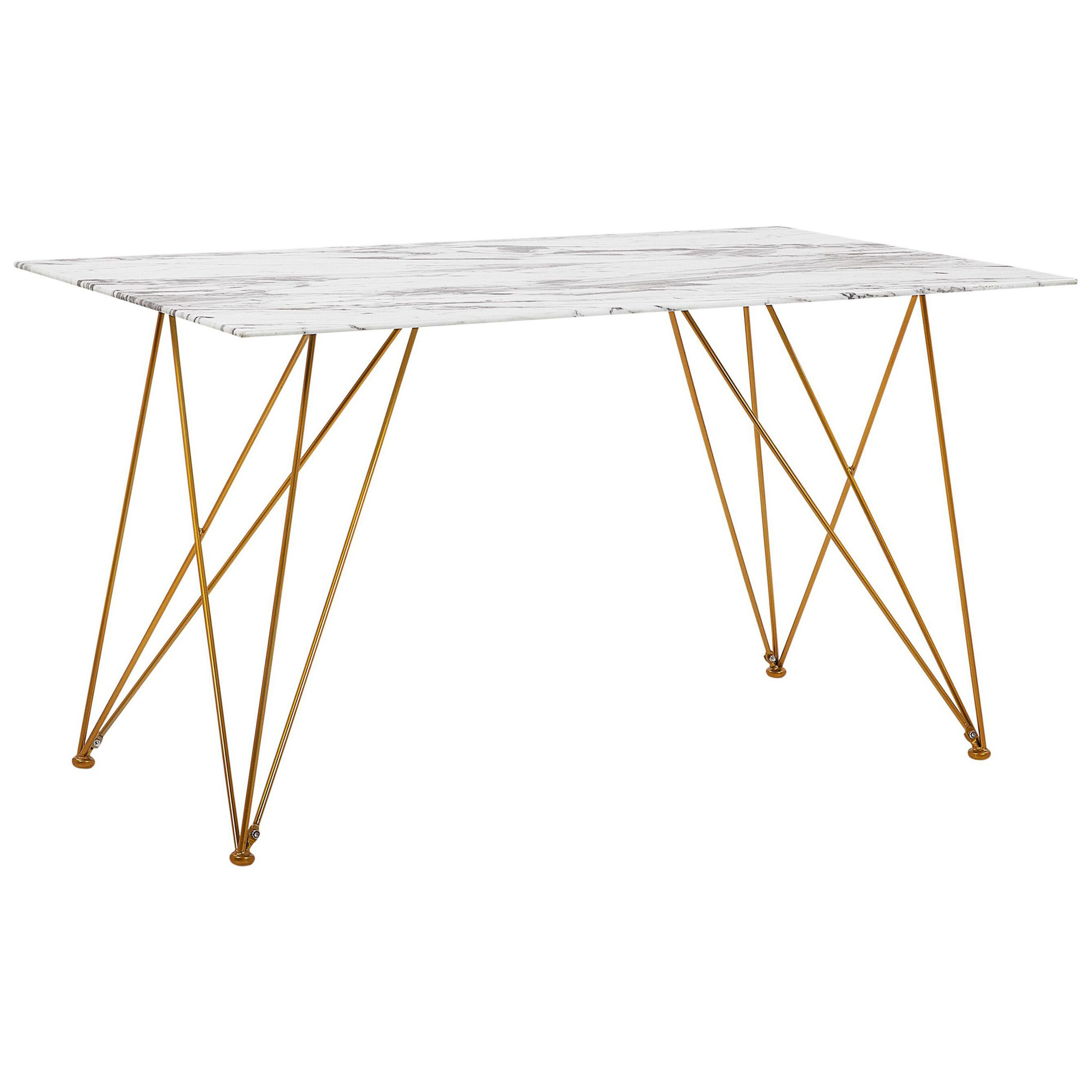 Spisebord KENTON Hvid marmor 140 cm 80 cm Hærdet glas