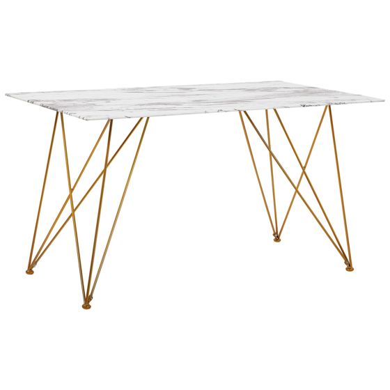 Spisebord KENTON Hvid marmor 140 cm 80 cm Hærdet glas