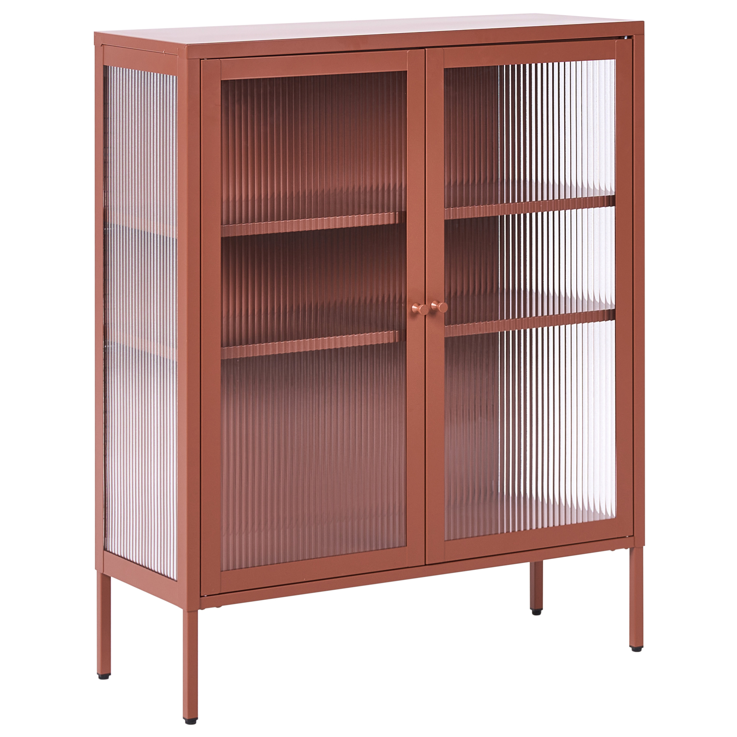 Glas vitrine skænk LERRYN 90 cm Metal Guldbrun