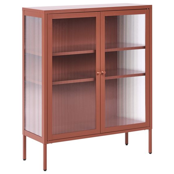 Glas vitrine skænk LERRYN 90 cm Metal Guldbrun