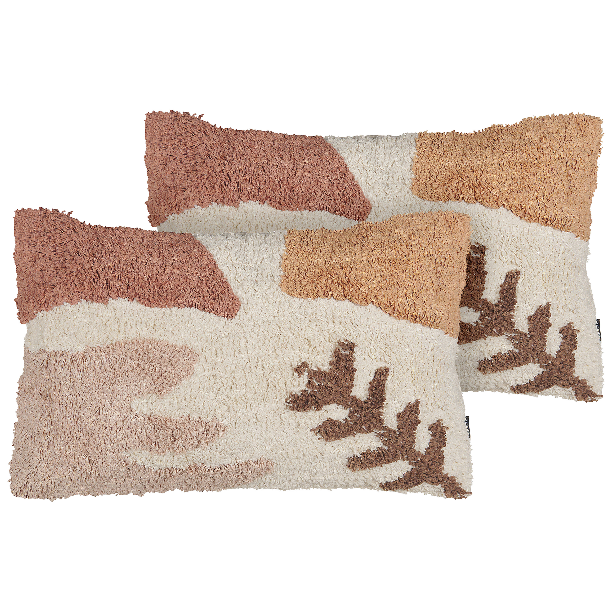 Sæt af 2 pyntepuder CAMASSIA 30 x 50 cm Bomuld Beige Abstraktmønster