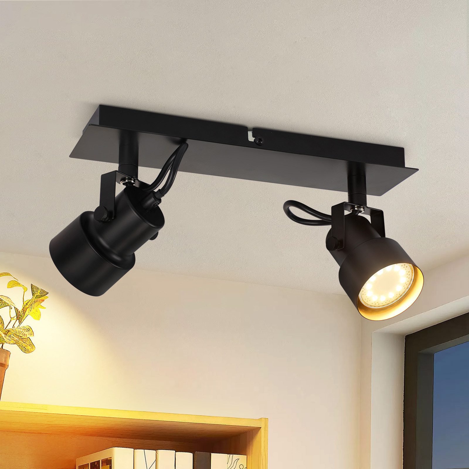NETTLIFE sort loftspotlight vintage - loftslampe GU10 køkkenlampe med justerbare to flammer vintage 350°