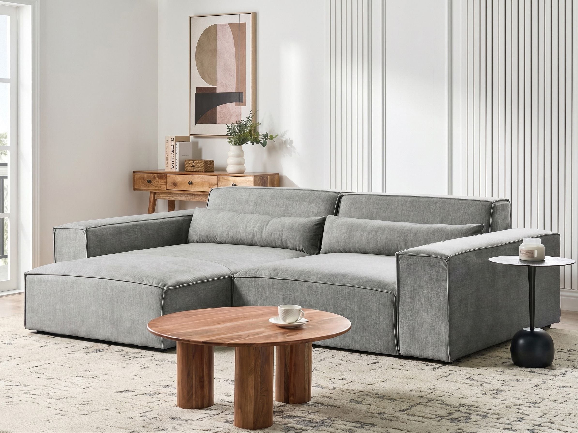 Hjørnesofa modul 3 personers HELLNAR Grå Højrevendt