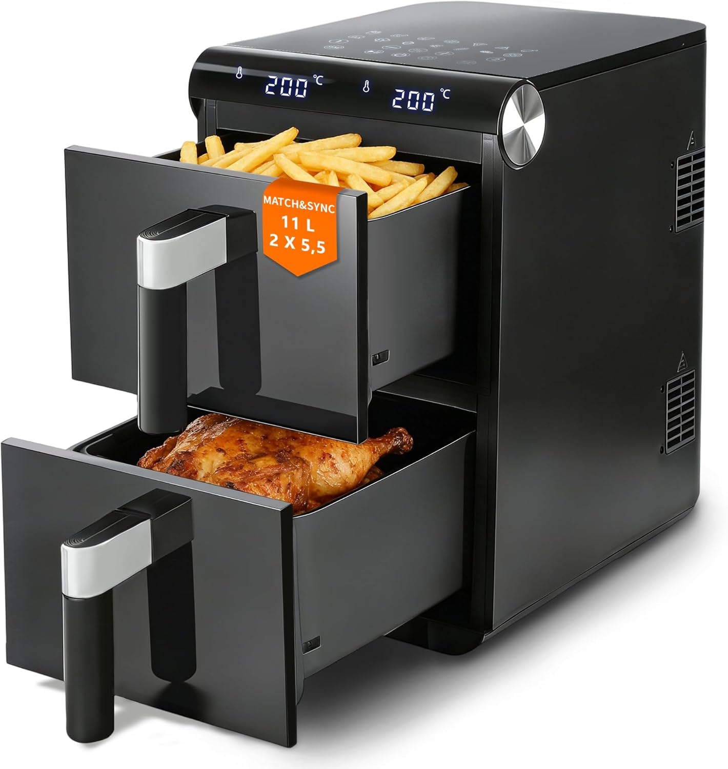 NETTLIFE luftkoger, 11 L, 13 programmer, dobbelt arbejdstilstand, 2800 W, touchskærm, timer, opvaskemaskine-sikre kurve