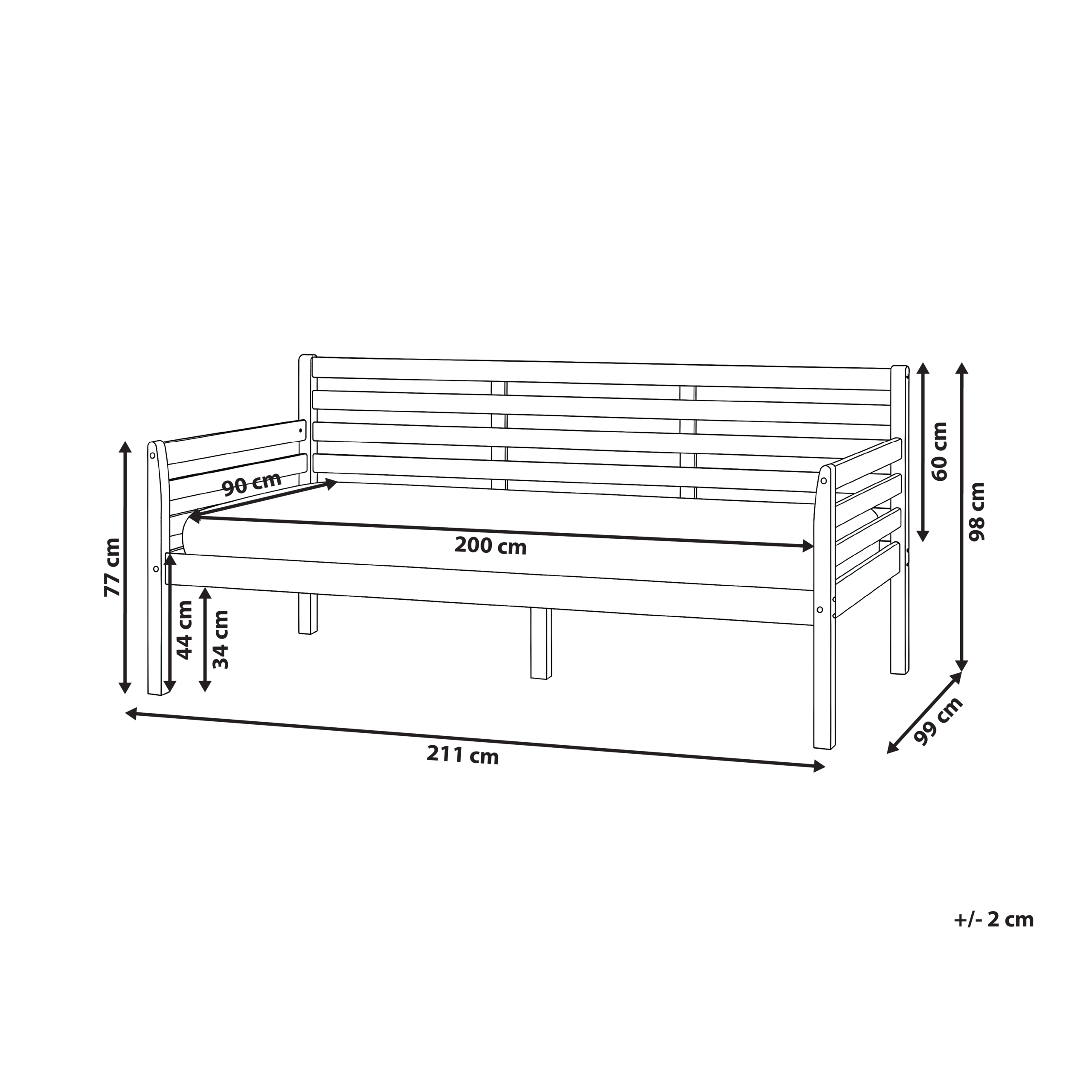 Daybed Træ THEZA 90 x 200 cm Naturlig