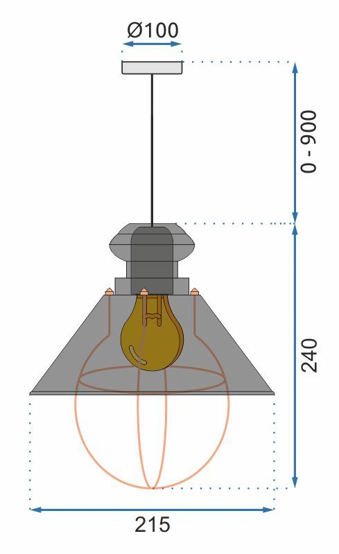 Toolight Pendellampe APP103-1CP LINZ Hvid 21,5x10x24cm