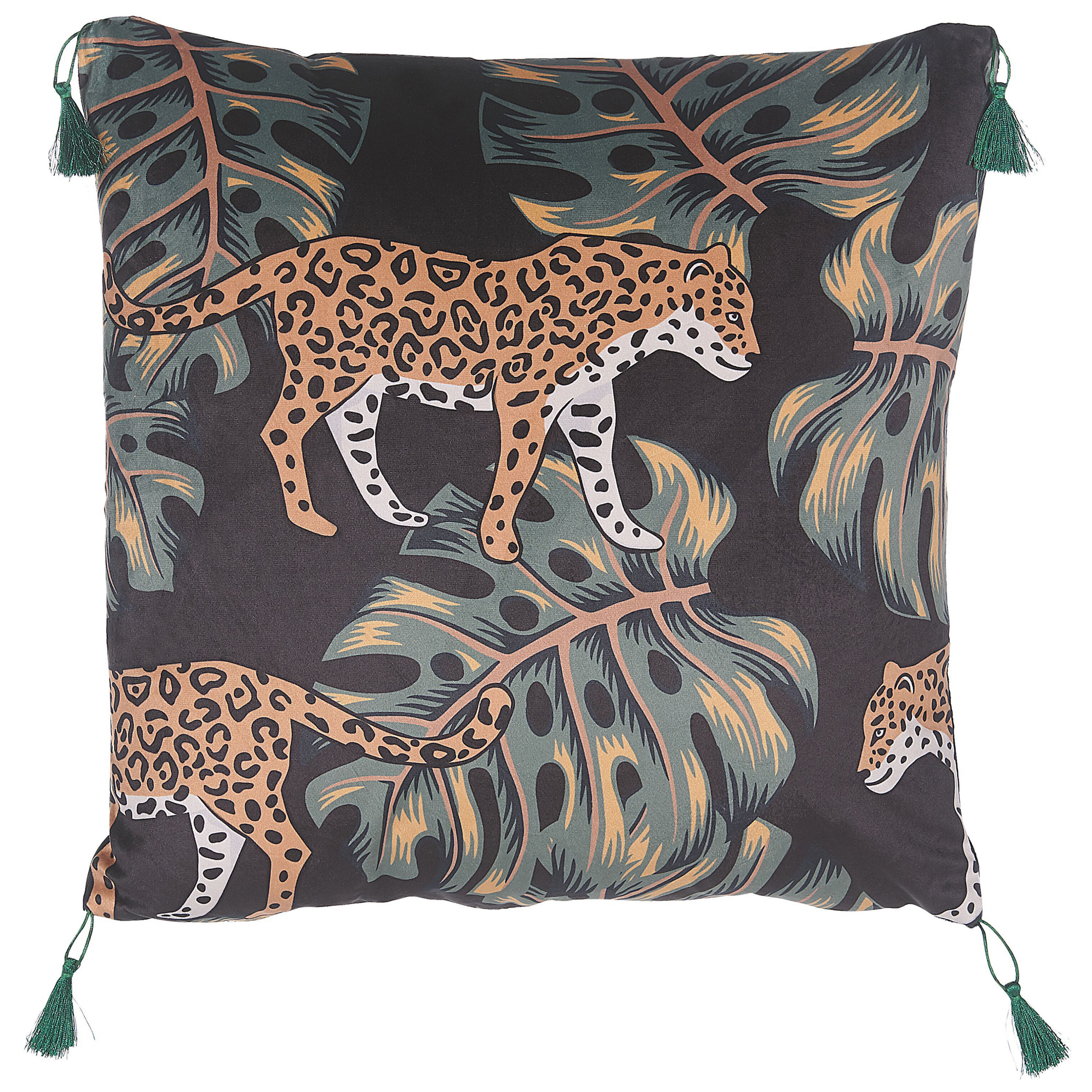 Sæt af 2 pyntepuder KUHI 45 x 45 cm Velour Sort Dyremønster
