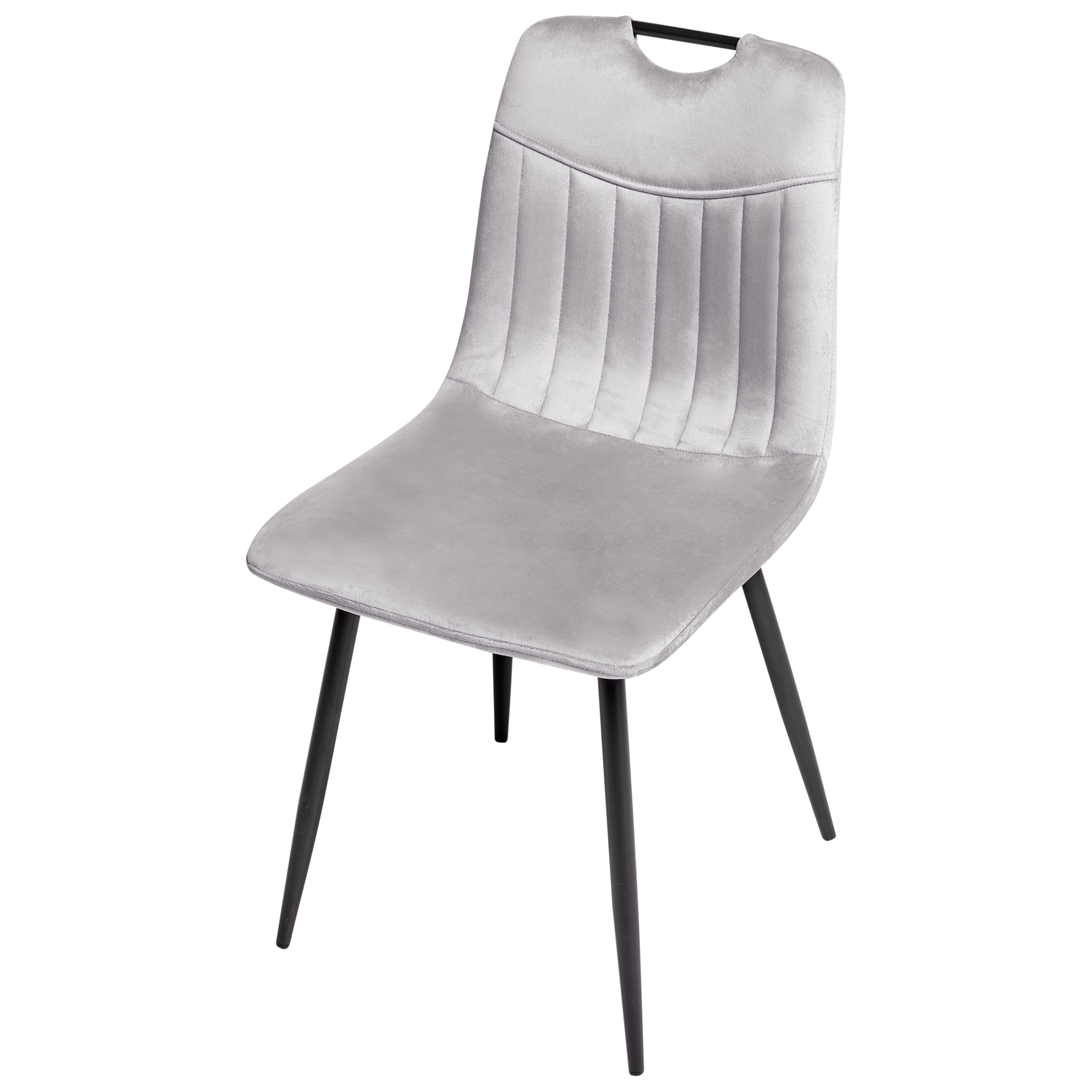 Sæt med 4 spisebordsstole ARGYLE Velour Lysegrå
