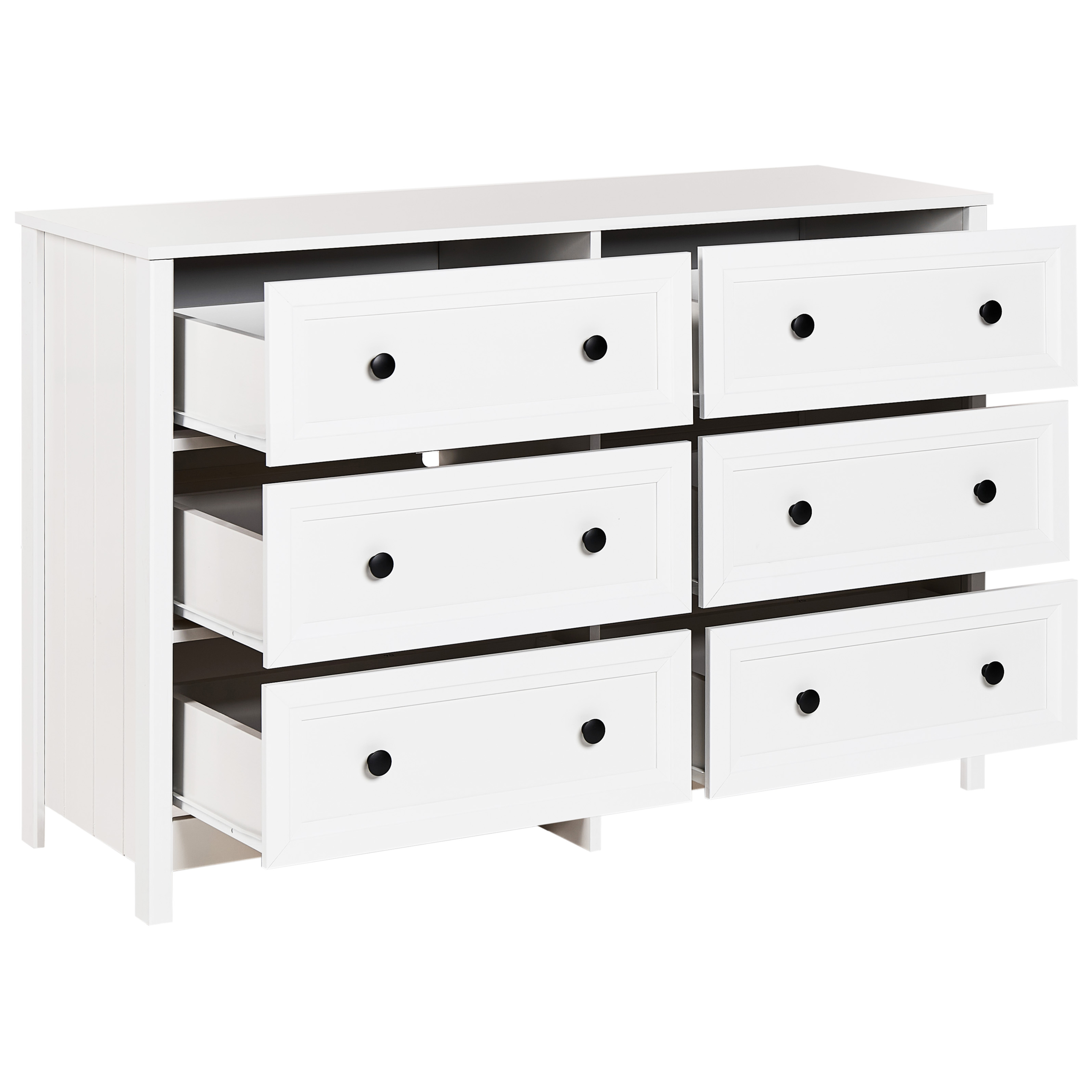 6 skuffers kommode HAZELVALE Hvid