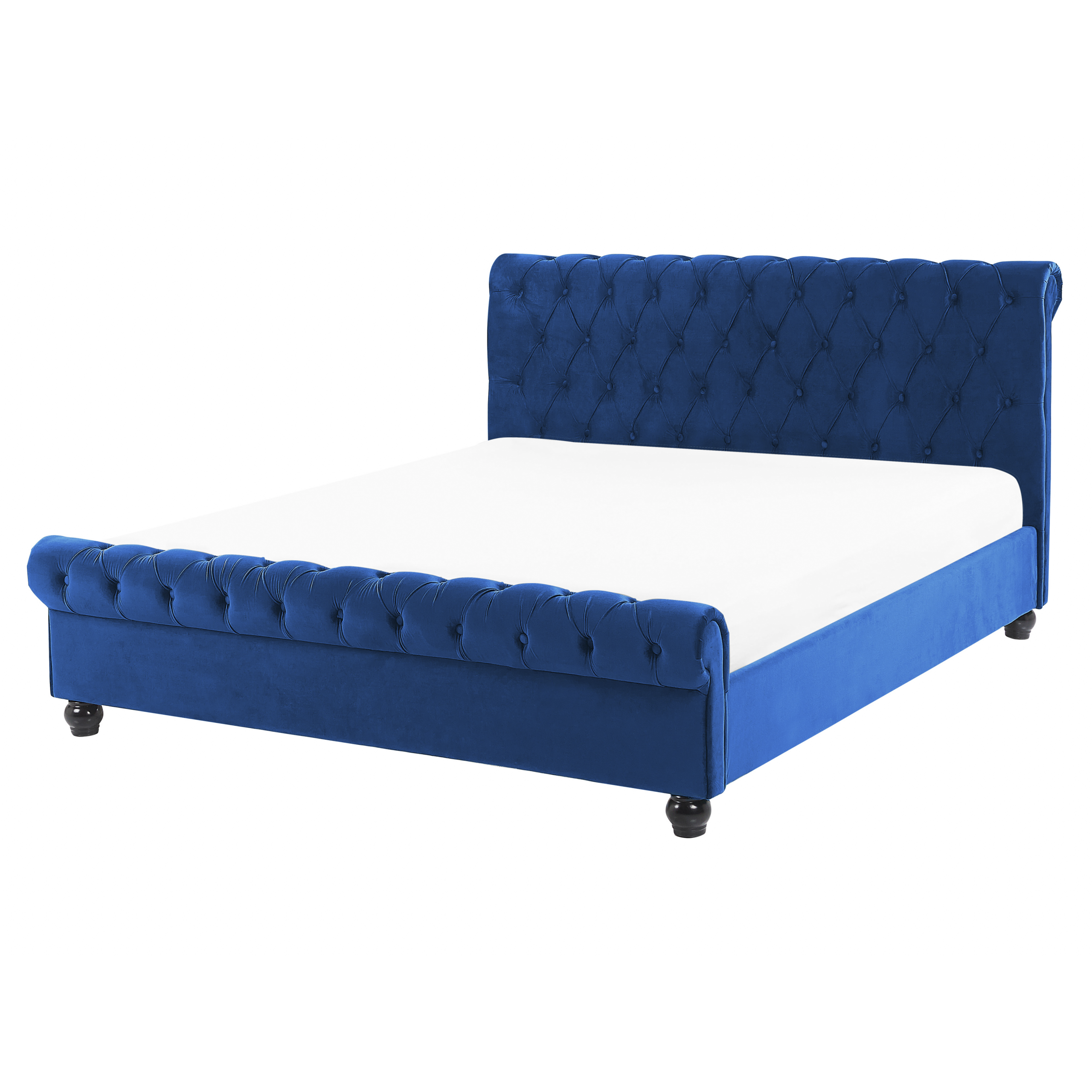 Seng Velour AVALLON 160 x 200 cm Navy Blå