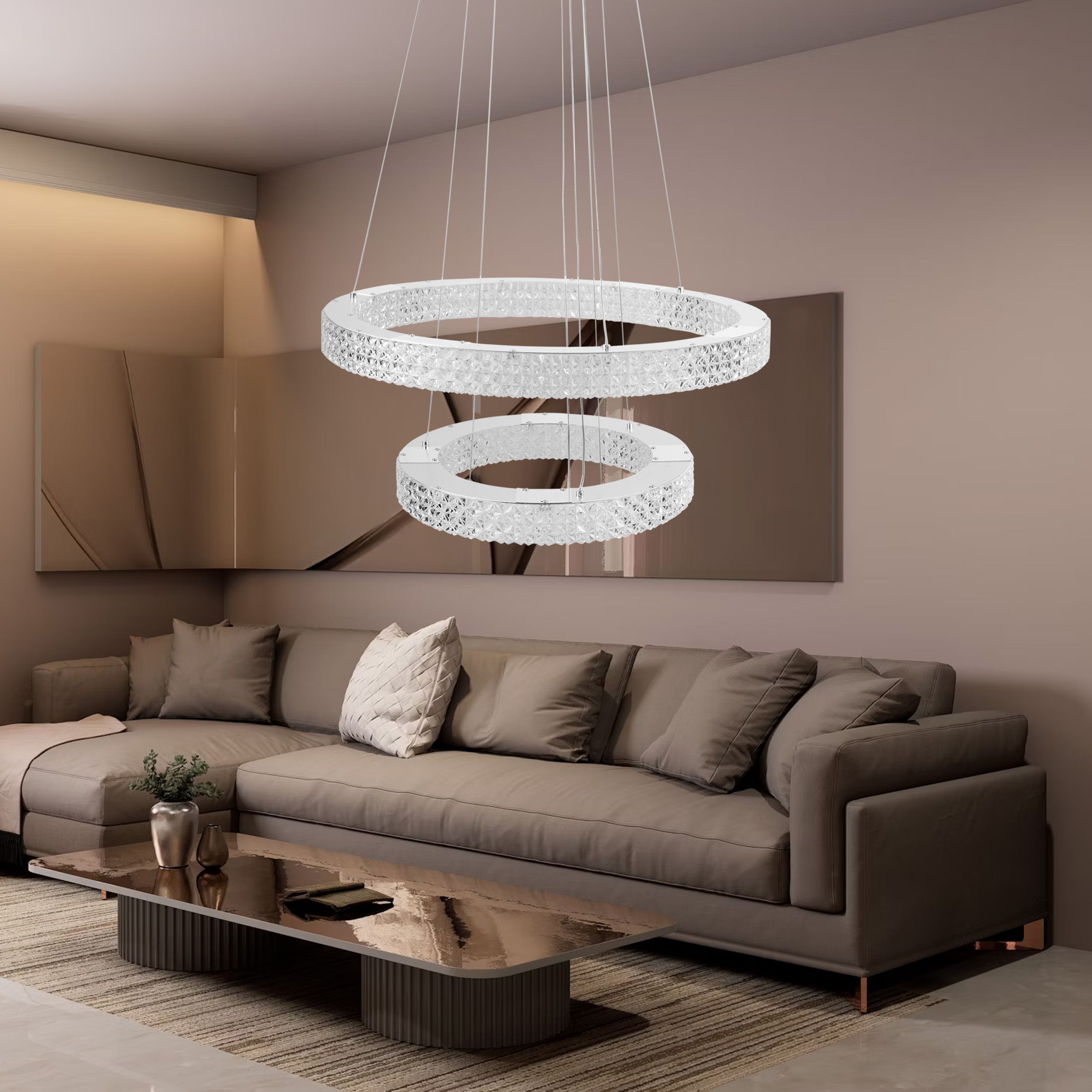 TOOLIGHT hængende loftlampe MS007-CP LED Krom 60x60x125,5cm