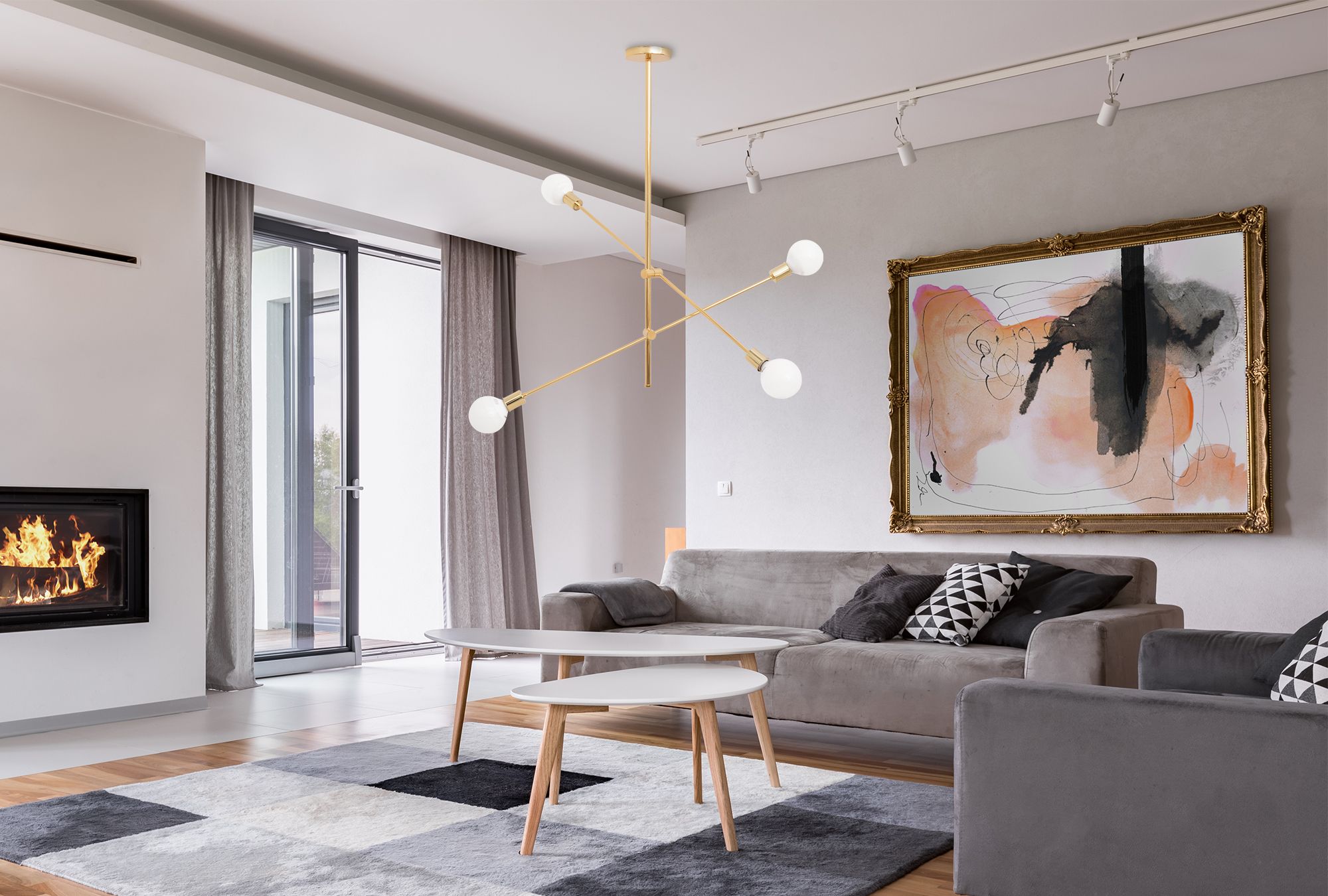 TOOLIGHT hængende loftlampe APP479-4C Guld 81,5x12x85cm