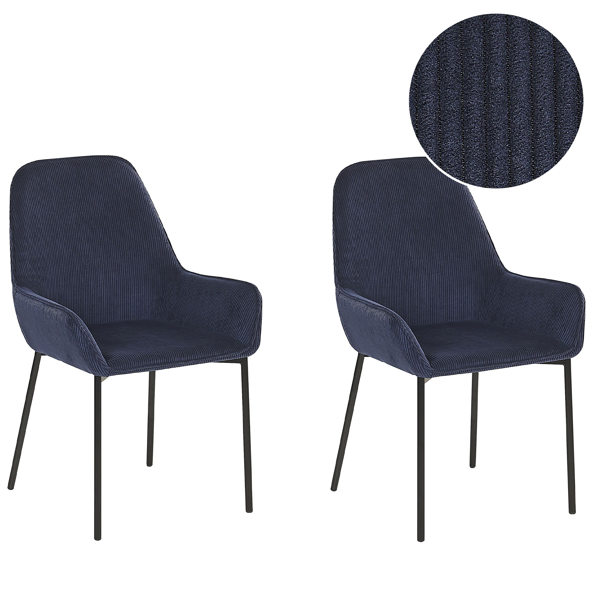 Sæt med 2 spisebordsstole LOVERNA Fløjl Mørkeblå