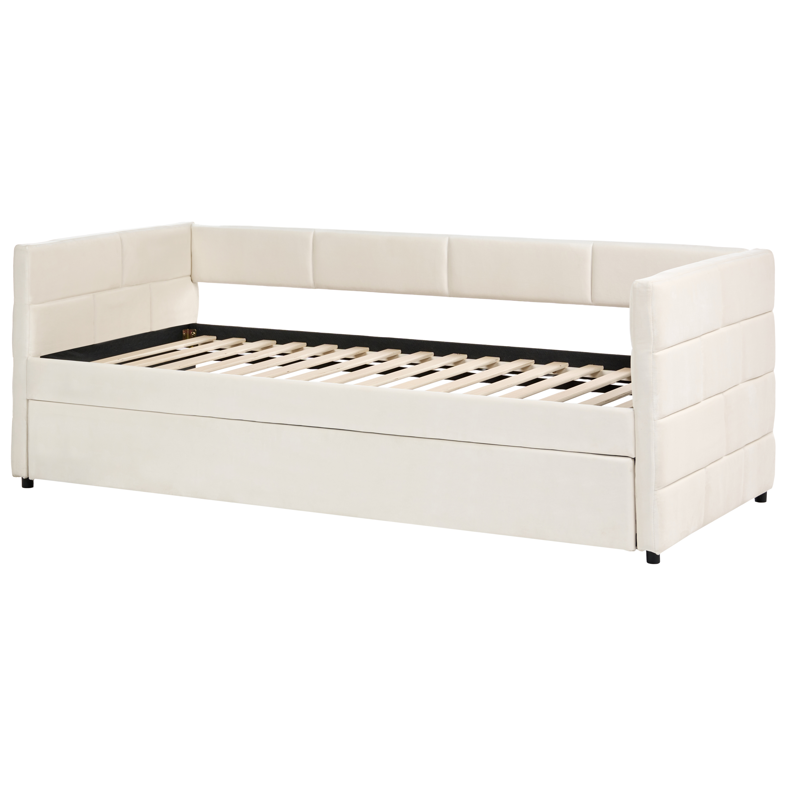 Udtræksseng Velour CHAVONNE 90 x 200 cm Cremehvid