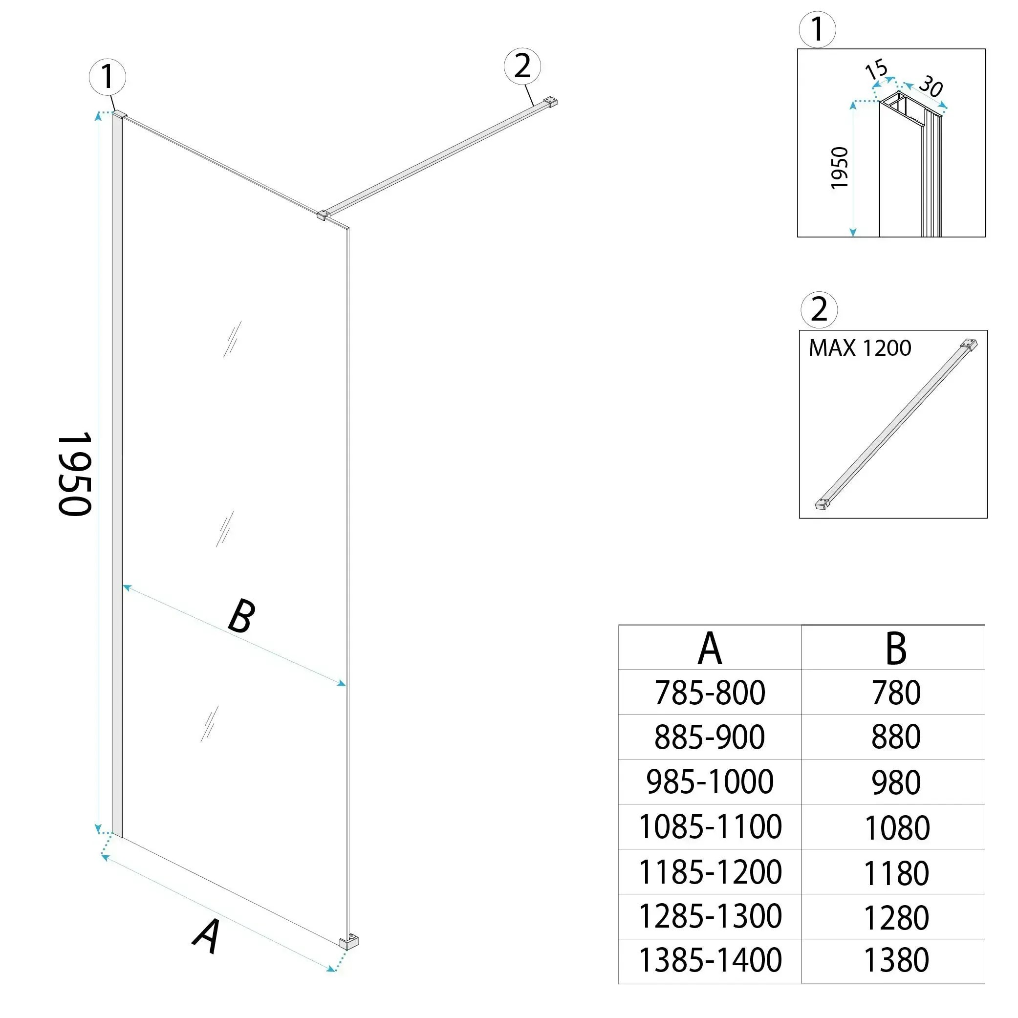 REA brusevæg Flexi Brown 130 Børstet kobber, 120x130x195cm