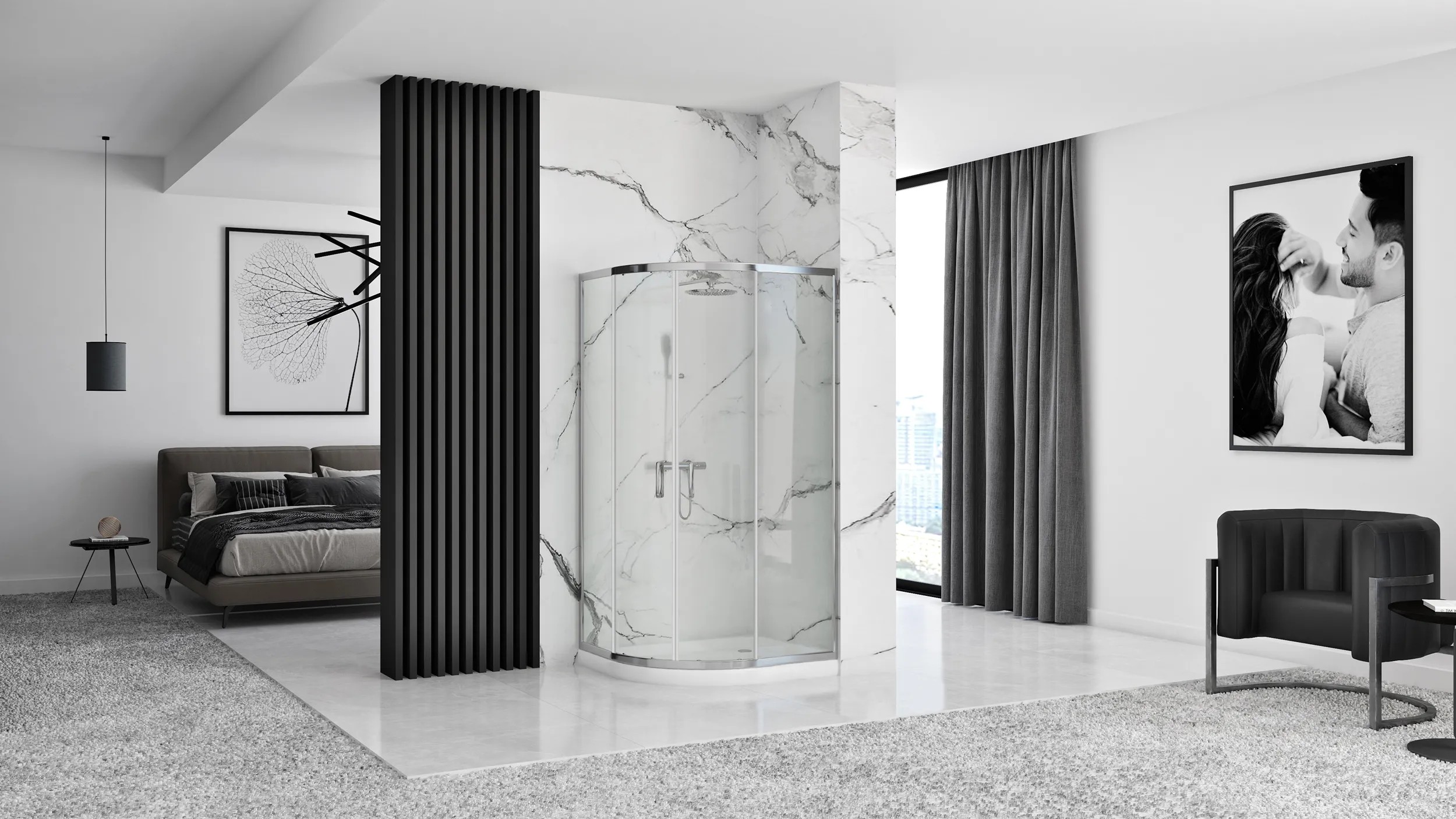 REA brusekabine LOOK 80x80 Krom, 79,5x79,5x190cm