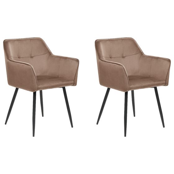 Sæt med 2 spisebordsstole JASMIN Velour Brun