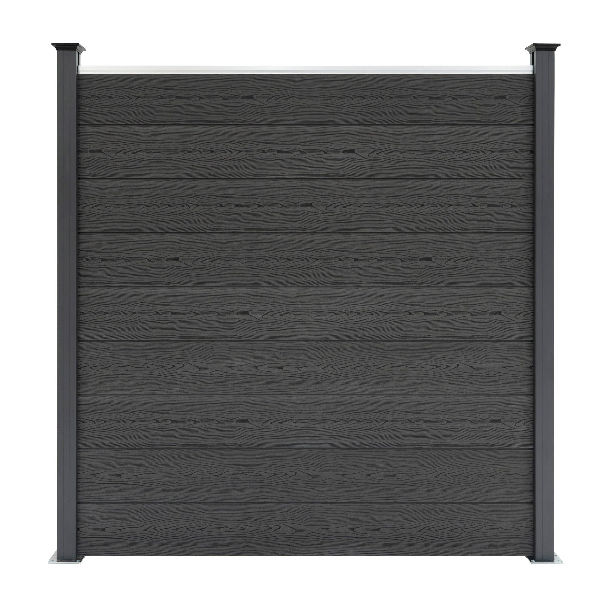 Komposithegnspaneler og LED-stolper 1,8 m x 14 m - grå