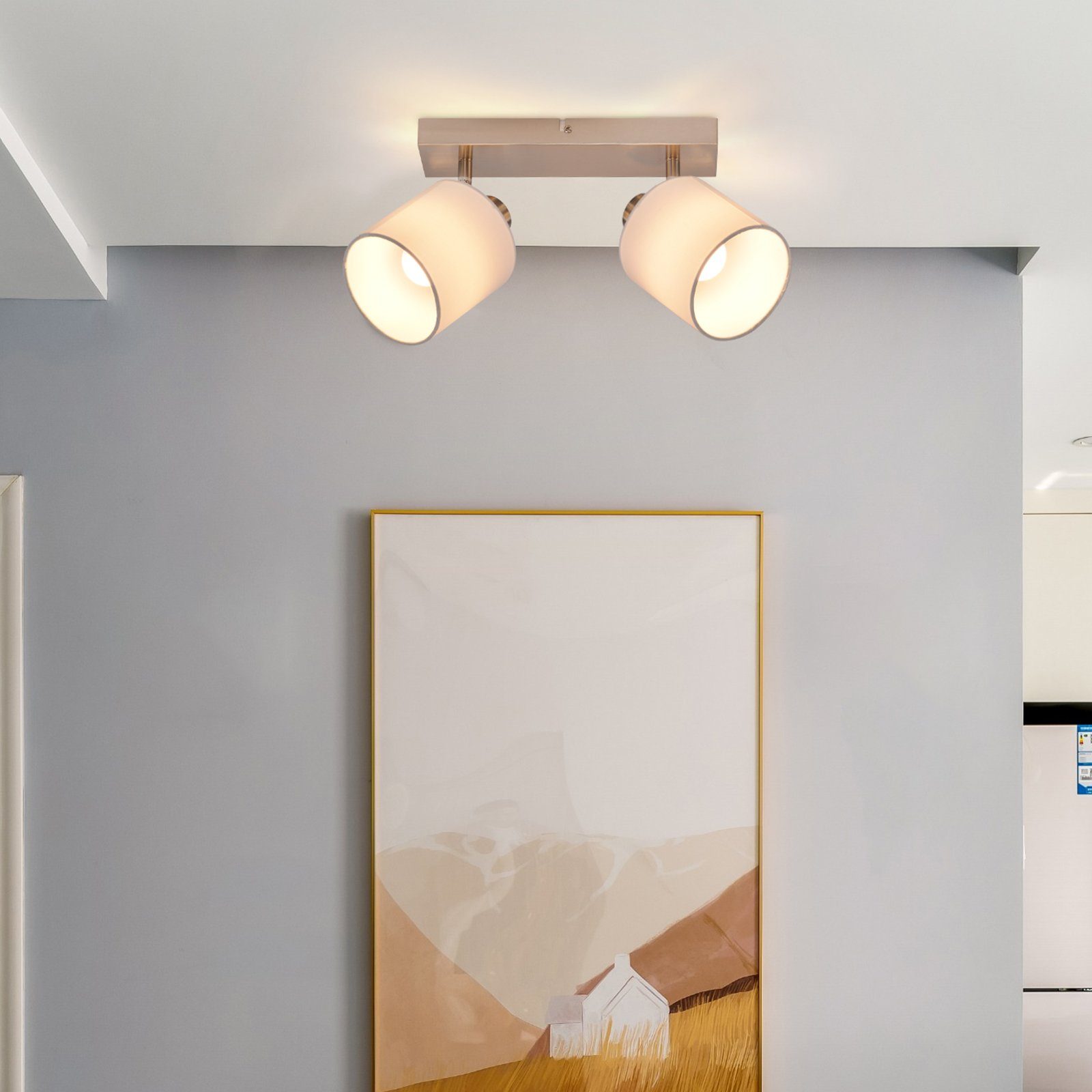 NETTLIFE 2 moderne loftspotlights E14 sølv 350° drejelig MAX.25W køkkenlampe stofgardin til stue soveværelse (uden pære)