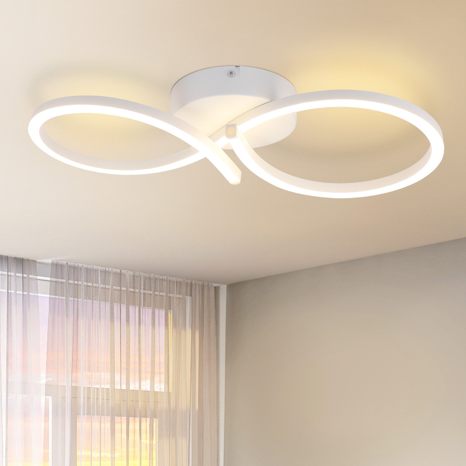 NETTLIFE LED - loftlampe, til stue, 24W hvid, moderne, kreativ køkkenlampe, 3000K, varm hvid