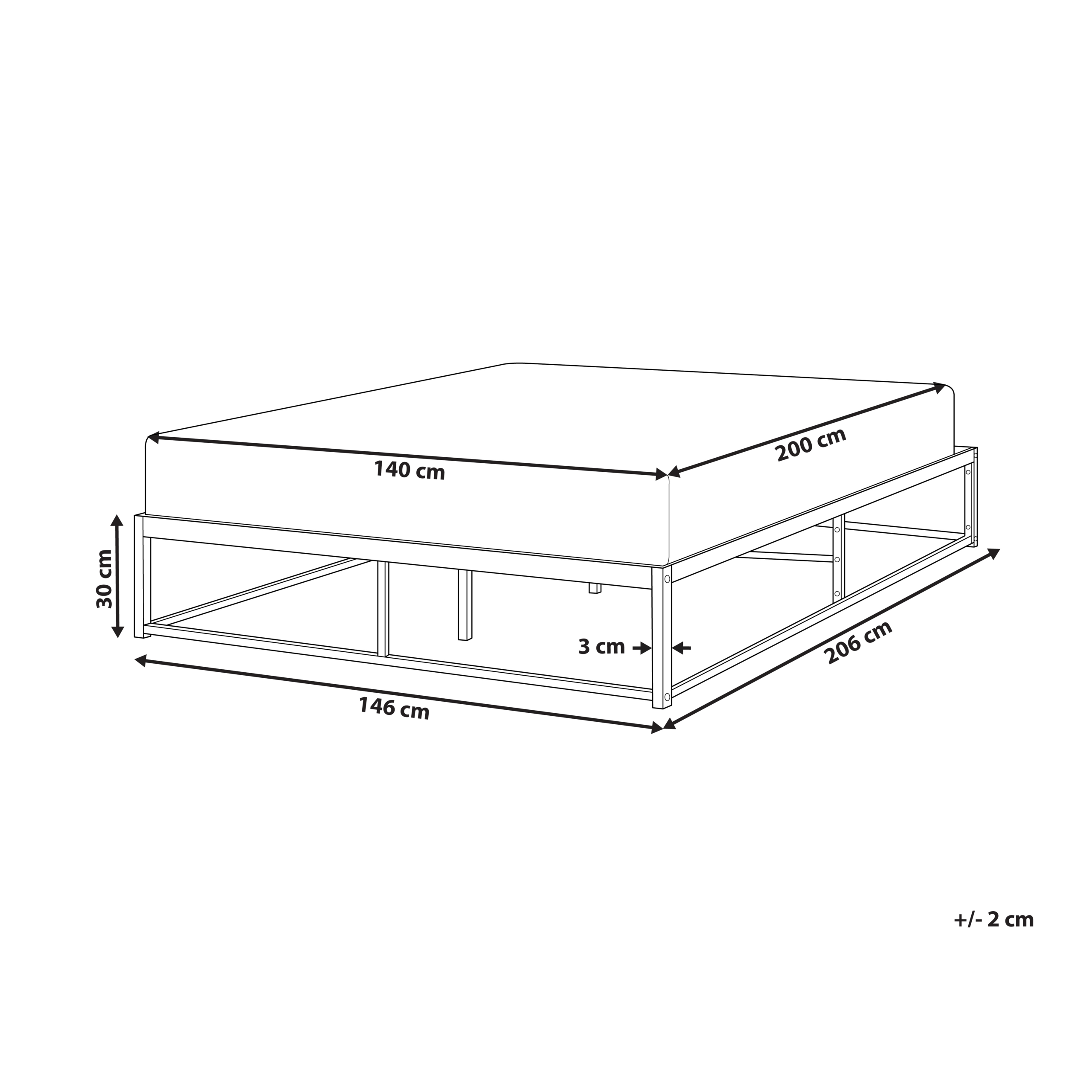 Seng uden hovedgærde Metal VIRY 140 x 200 cm Lys Beige
