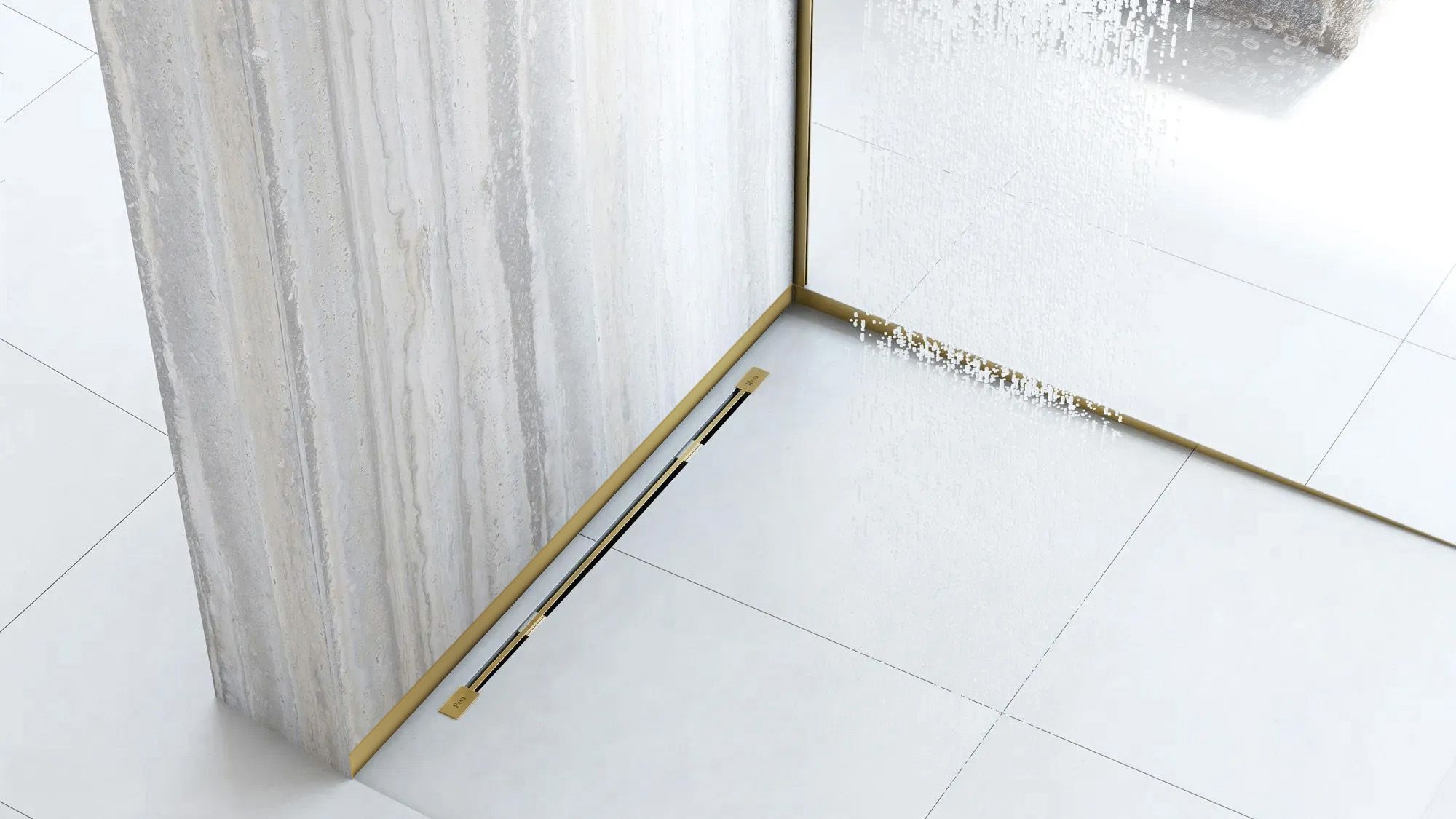 REA frontprofil til brusekar 120CM Guld, 120x1,2x5,2cm
