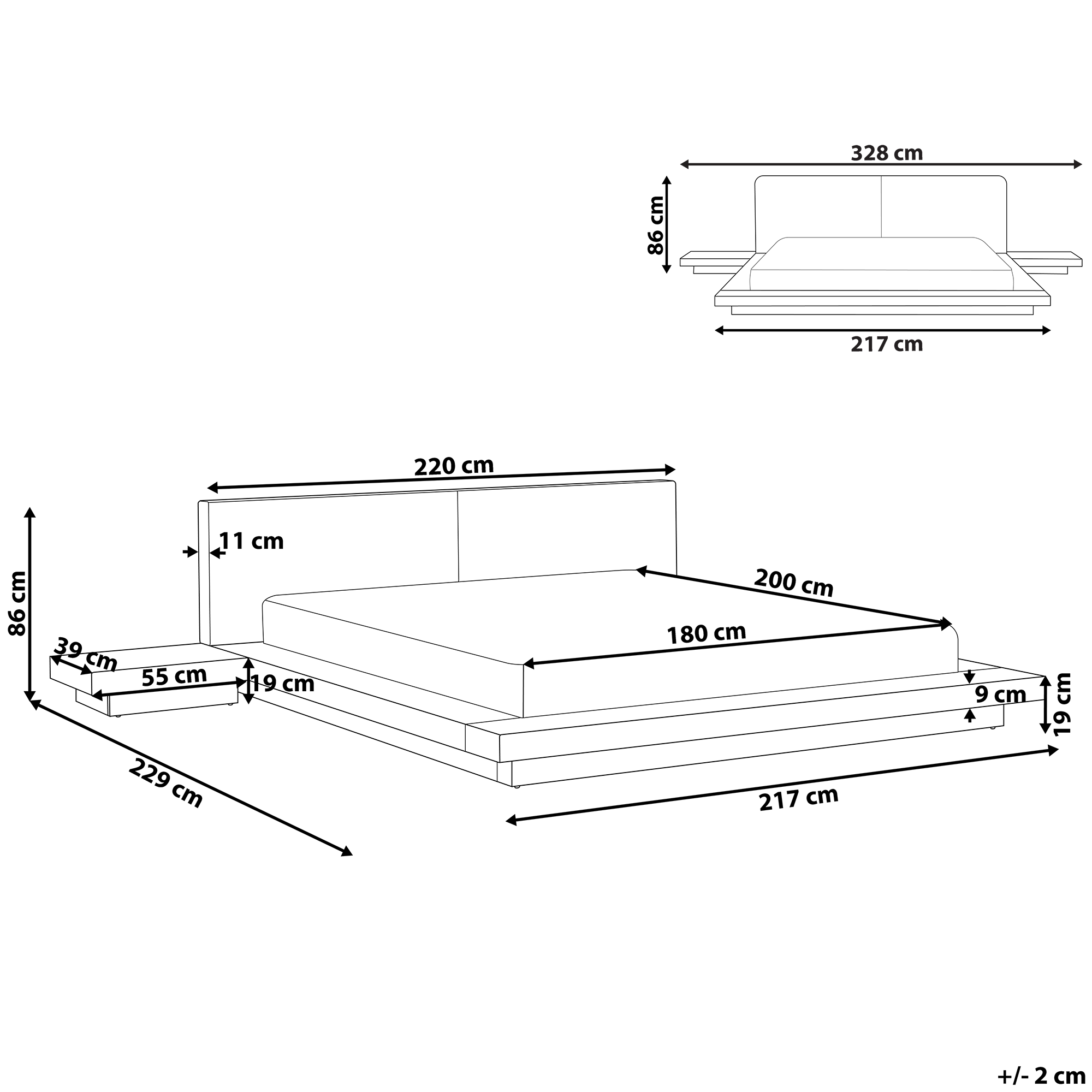 Vandseng Boucle ZEN 180 x 200 cm Hvid