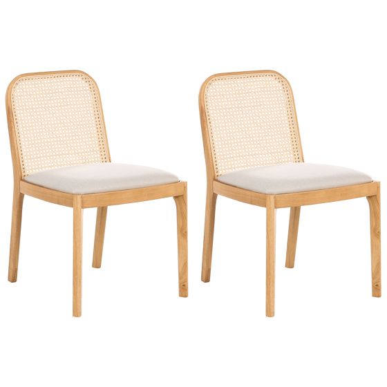 Sæt med 2 spisebordsstole EDINA Lysebrun/beige