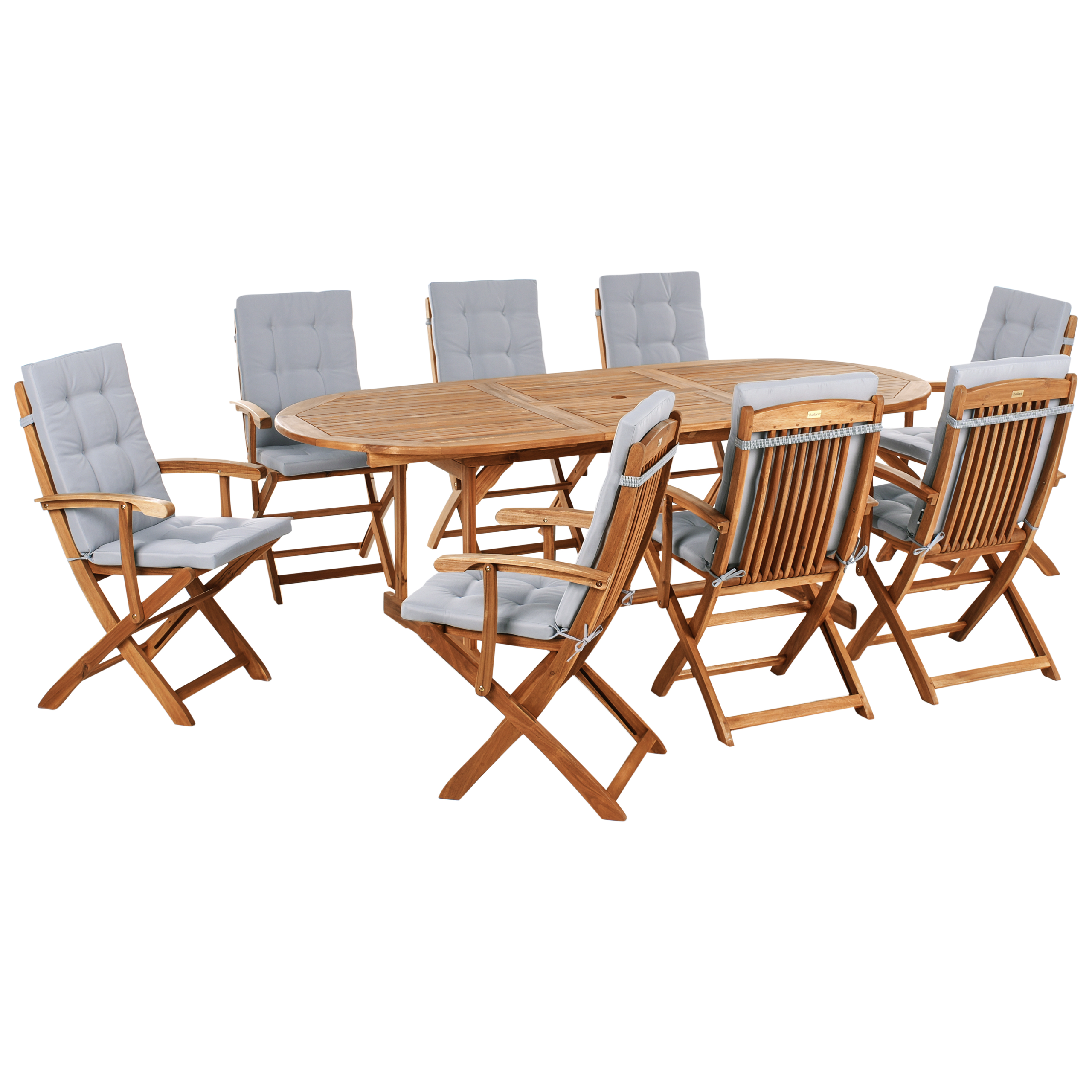 Havemøbelsæt 8 personers MAUI PREMIUM Akacietræ Lysegrå