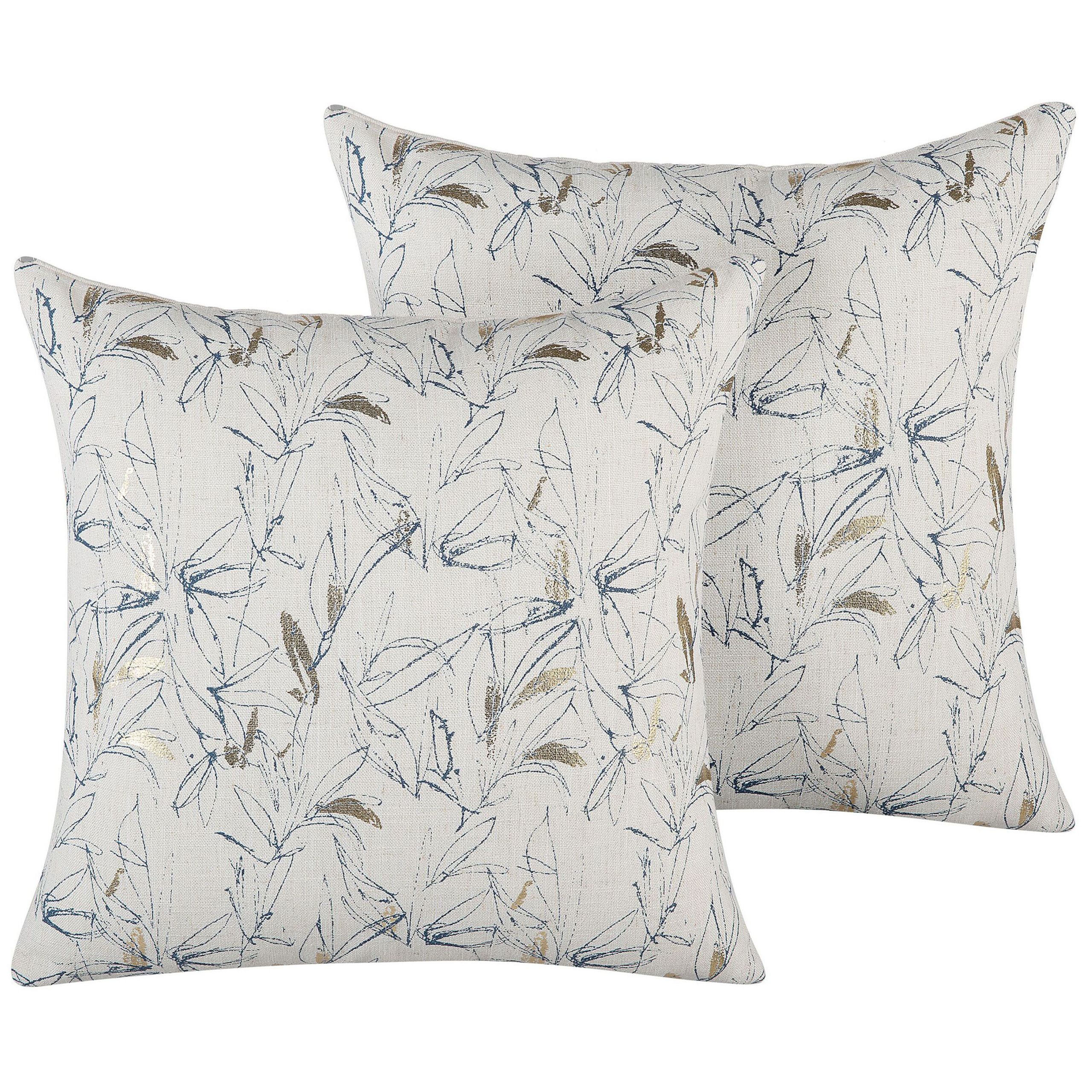 Sæt af 2 pyntepuder ARBOR 45 x 45 cm Beige Blomstermønster