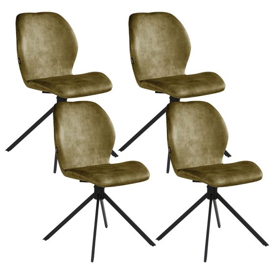 Sæt med 4 spisebordsstole MORRISON Velour Grøn
